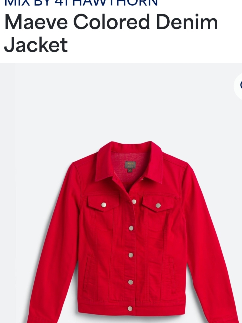 41 Hawthorn Red Maeve Colored Denim Jacket